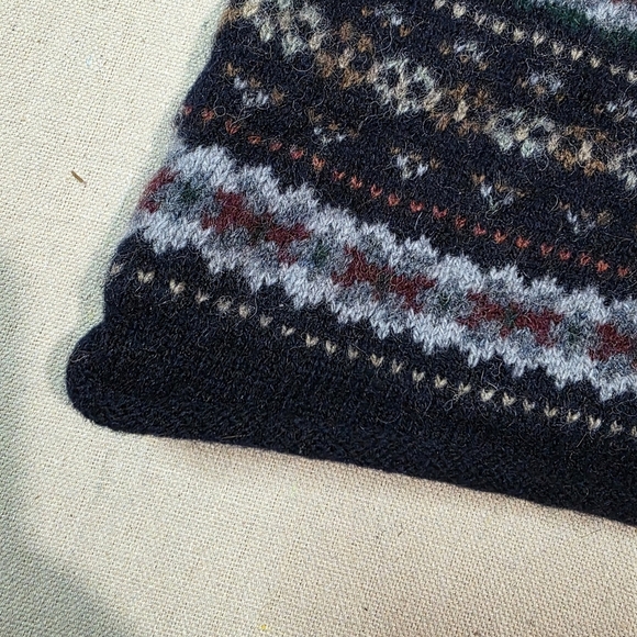 Eddie Bauer Pullover Sweater Women's L Blue Fair Isle Long Sleeve Crew Neck Wool - Picture 3 of 8